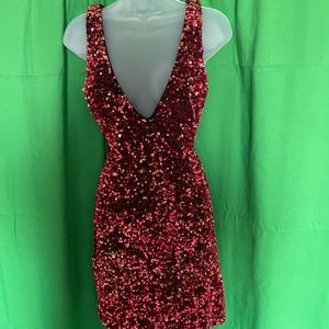 Red sparkle mini dress